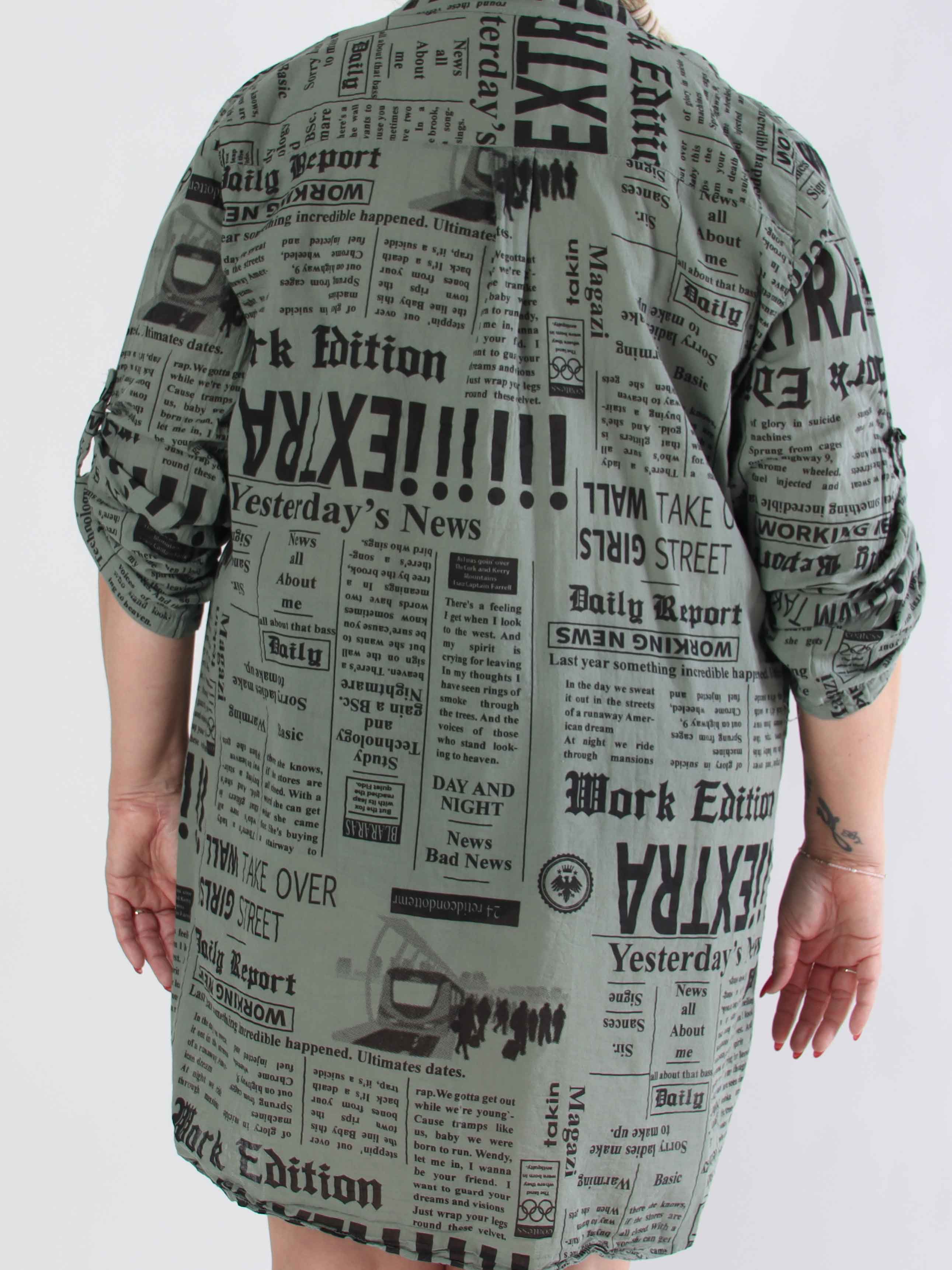 Celestine - Plus size skjorte i bomuld med print og lommer